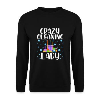 Crazy Cleaning Lady - Unisex Sweatshirt - black - Front - Alina (178cm) & Michal (187cm)