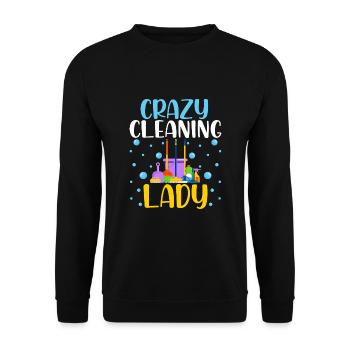 Crazy Cleaning Lady - Unisex Sweatshirt - black - Front - Alina (178cm) & Michal (187cm)