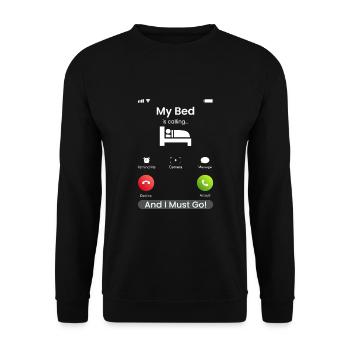 My Bed Is Calling - Unisex Sweatshirt - black - Front - Alina (178cm) & Michal (187cm)