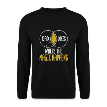 Diagramme de Venn Papa plaisante où la magie se produit - Sweat-shirt Unisexe - noir - Devant - Alina (178cm) & Michal (187cm)