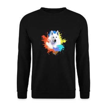 White White Shepherd Dog ,Dog ,Colorful,Dog , - Unisex Sweatshirt - black - Front - Alina (178cm) & Michal (187cm)