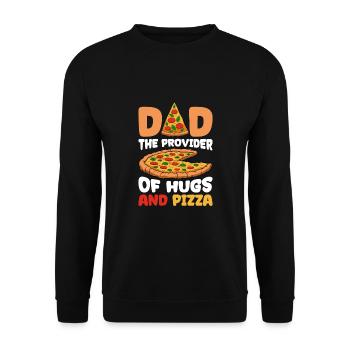 Dad The Provider Of Hugs And Pizza - Unisex Pullover - Schwarz - Vorne - Alina (178cm) & Michal (187cm)