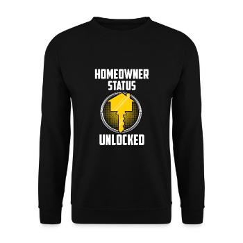 Homeowner Status Unlocked - Unisex Sweatshirt - black - Front - Alina (178cm) & Michal (187cm)