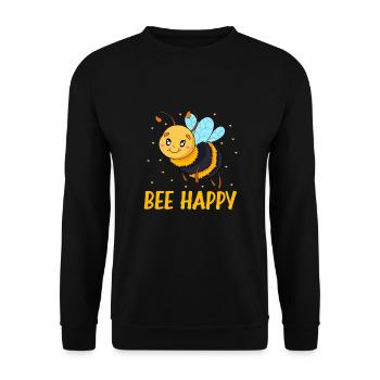 Bee Happy - Unisex Sweatshirt - black - Front - Alina (178cm) & Michal (187cm)