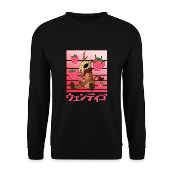 Wendigo Kawaii Strawberry Milk Shake Carton - Unisex Sweatshirt - black - Front - Alina (178cm) & Michal (187cm)
