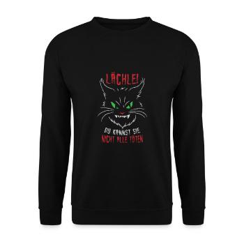 Lächle Du Kannst Sie Nicht Alle Töten - Unisex Pullover - Schwarz - Vorne - Alina (178cm) & Michal (187cm)
