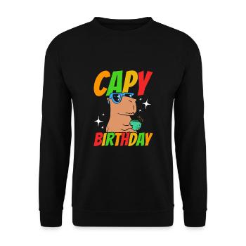 Capy Birthday - Unisex Sweatshirt - black - Front - Alina (178cm) & Michal (187cm)