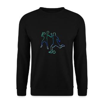 outline,fußball,fußballspieler, blau - Unisex Pullover - Schwarz - Vorne - Alina (178cm) & Michal (187cm)