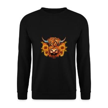 Sonnenblume Hochlandkuh Hochlandrind - Unisex Pullover - Schwarz - Vorne - Alina (178cm) & Michal (187cm)