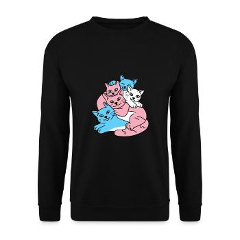 Cats Pile Transgender Flag Trans LGBTQ Cat - Unisex Sweatshirt - black - Front - Alina (178cm) & Michal (187cm)