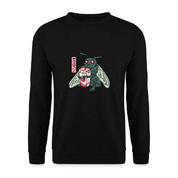 Mothman Kawaii Strawberry Milk Shake Carton - Unisex Sweatshirt - black - Front - Alina (178cm) & Michal (187cm)