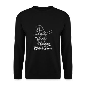 Resting Witch Face - Unisex Pullover - Schwarz - Vorne - Alina (178cm) & Michal (187cm)