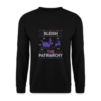 Sleigh The Patriarchy - Unisex Pullover - Schwarz - Vorne - Alina (178cm) & Michal (187cm)