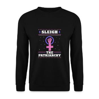 Sleigh The Patriarchy - Unisex Sweatshirt - black - Front - Alina (178cm) & Michal (187cm)