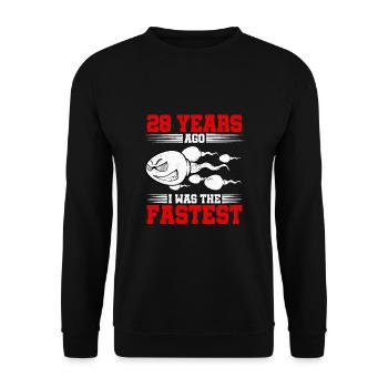 28 years ago I Was The Fastest - Unisex Sweatshirt - black - Front - Alina (178cm) & Michal (187cm)