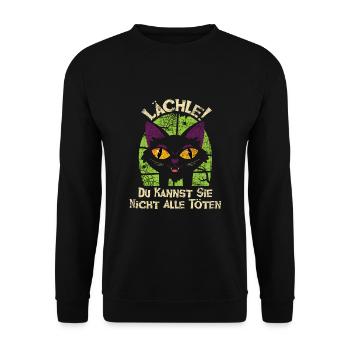 Lächle Du Kannst Sie Nicht Alle Töten - Unisex Pullover - Schwarz - Vorne - Alina (178cm) & Michal (187cm)