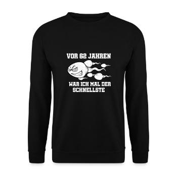 Vor 62 Jahren war ich mal der Schnellste - Unisex Pullover - Schwarz - Vorne - Alina (178cm) & Michal (187cm)