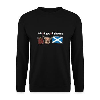 Kilts Vaches Calédonie - Sweat-shirt Unisexe - noir - Devant - Alina (178cm) & Michal (187cm)