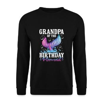 Grandpa Of The Birthday Mermaid - Unisex Pullover - Schwarz - Vorne - Alina (178cm) & Michal (187cm)