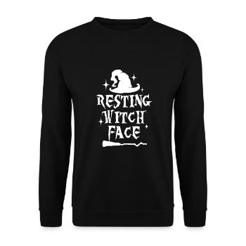 Resting Witch Face - Unisex Pullover - Schwarz - Vorne - Alina (178cm) & Michal (187cm)