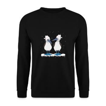 Winter Galapagos Islands Blue-footed - Unisex Sweatshirt - black - Front - Alina (178cm) & Michal (187cm)