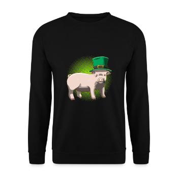 Glücksschwein St. Patricks Day - Unisex Pullover - Schwarz - Vorne - Alina (178cm) & Michal (187cm)