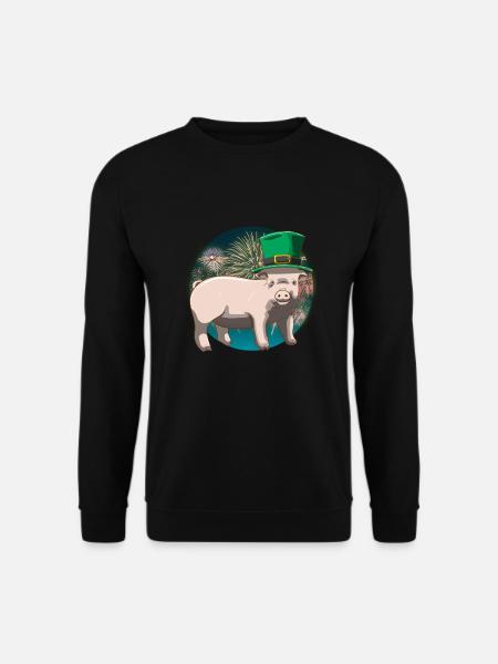 Glücksschwein Silvester Neujahr - Unisex Pullover - Schwarz