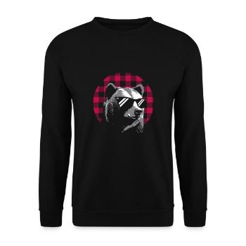 Red Buffalo Plaid Bear - Unisex Sweatshirt - black - Front - Alina (178cm) & Michal (187cm)