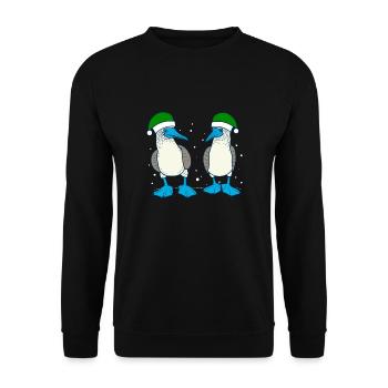 Fou à pieds bleus Chapeau de Noël vert - Sweat-shirt Unisexe - noir - Devant - Alina (178cm) & Michal (187cm)