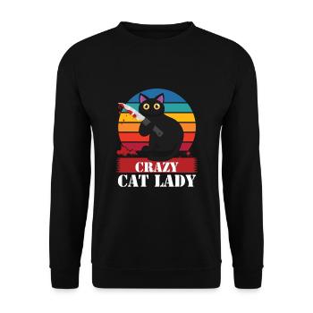 Crazy Cat Lady - Unisex Sweatshirt - black - Front - Alina (178cm) & Michal (187cm)