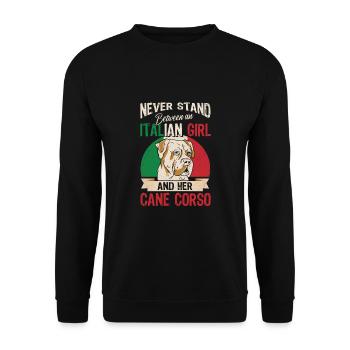 Une Italienne et son Corso de canne - Sweat-shirt Unisexe - noir - Devant - Alina (178cm) & Michal (187cm)