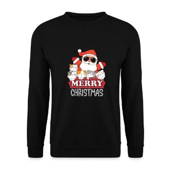 Merry Christmas - Unisex Pullover - Schwarz - Vorne - Alina (178cm) & Michal (187cm)