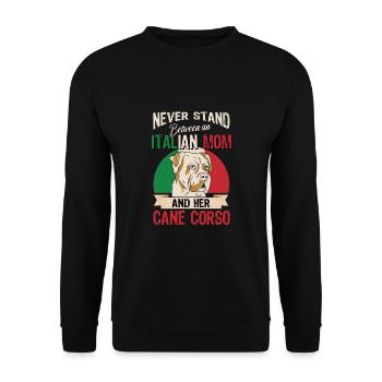 Italian Girl and Her Cane Corso - Unisex Pullover - Schwarz - Vorne - Alina (178cm) & Michal (187cm)