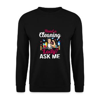 Need A Cleaning Lady - Unisex Sweatshirt - black - Front - Alina (178cm) & Michal (187cm)