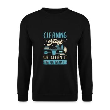 Cleaning Staff - Unisex Sweatshirt - black - Front - Alina (178cm) & Michal (187cm)