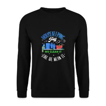 Housekeeping Staff - Unisex Pullover - Schwarz - Vorne - Alina (178cm) & Michal (187cm)