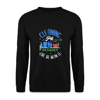Cleaning Staff - Unisex Sweatshirt - black - Front - Alina (178cm) & Michal (187cm)