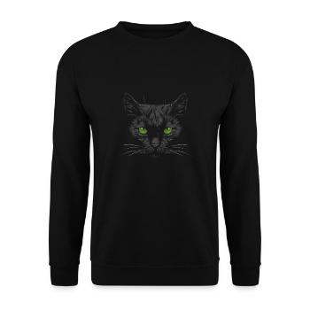Black Cat with Green Eyes - Unisex Sweatshirt - black - Front - Alina (178cm) & Michal (187cm)