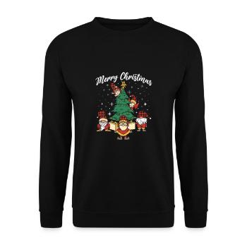 Merry Christmas - Unisex Pullover - Schwarz - Vorne - Alina (178cm) & Michal (187cm)