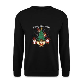 Merry Christmas - Unisex Pullover - Schwarz - Vorne - Alina (178cm) & Michal (187cm)