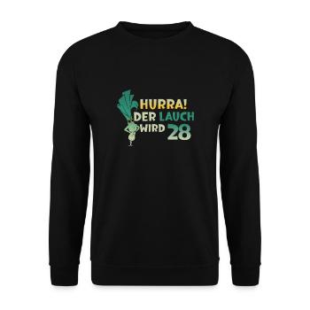 Hurra der Lauch wird 28 - Unisex Pullover - Schwarz - Vorne - Alina (178cm) & Michal (187cm)