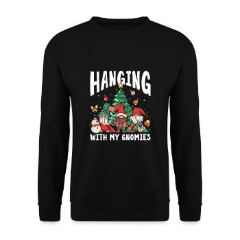 Hanging With My Gnomies - Unisex Pullover - Schwarz - Vorne - Alina (178cm) & Michal (187cm)