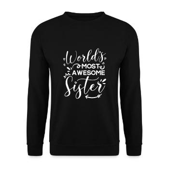 World's Most Awesome Sister - Unisex Pullover - Schwarz - Vorne - Alina (178cm) & Michal (187cm)