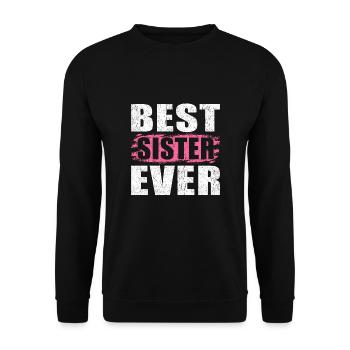 World's Okayest Sister - Unisex Pullover - Schwarz - Vorne - Alina (178cm) & Michal (187cm)