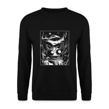 Invasion Meme Retro Alien UFO Selfie - Unisex Pullover - Schwarz - Vorne - Alina (178cm) & Michal (187cm)