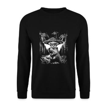 Retro Beaver UFO Selfie - Unisex Sweatshirt - black - Front - Alina (178cm) & Michal (187cm)