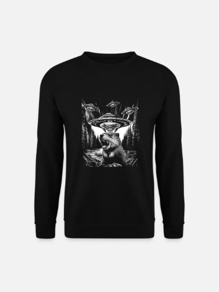 Retro Beaver UFO Selfie - Unisex Sweatshirt - black