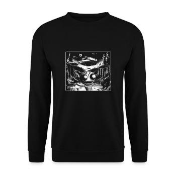 Retro Alien UFO Selfie - Unisex Sweatshirt - black - Front - Alina (178cm) & Michal (187cm)