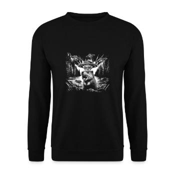 Invasion Meme Retro Beaver UFO Selfie - Unisex Sweatshirt - black - Front - Alina (178cm) & Michal (187cm)