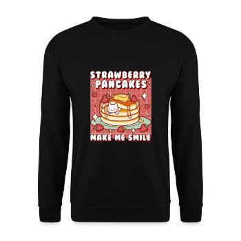 Strawberry Pancakes Make Me Smile - Unisex Sweatshirt - black - Front - Alina (178cm) & Michal (187cm)